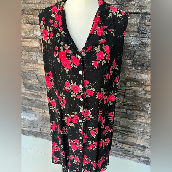 Floral Black and Pink Women's Dress - Picture 8 of 12